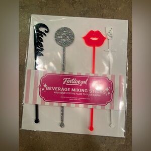 Festive Gal - 4 BEVERAGE MIXING STICKS - NEW IN PACKAGE